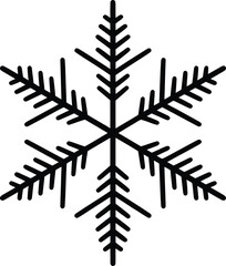 Detailed snowflake design element with intricate patterns on transparent background silhouette