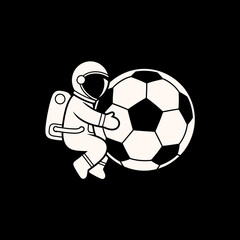 Obraz premium Astronaut Hugging Soccer Ball in Space A Unique Illustration.