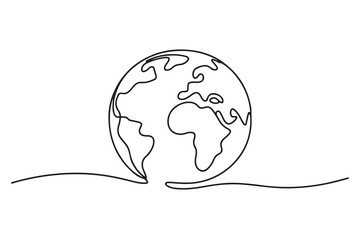 Hand drawn one line earth globe vector outline illustration for global concept design
