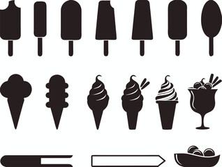 Ice cream set illustrated on white

