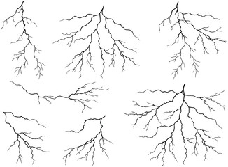 Lightning collection isolated on white

