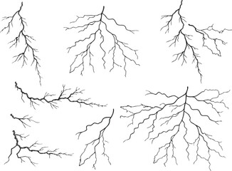 Lightning collection isolated on white

