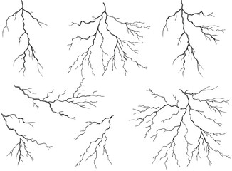 Lightning collection isolated on white

