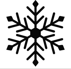 Detailed black snowflake design element perfect for winter themes on transparent background silhouette