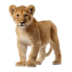 Obraz premium lion cub standing isolated on transparent background, Clipart png 