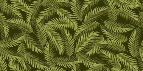 Seamless background with abstract green leaves. Stock vector for use on paper, textiles, or surfaces.