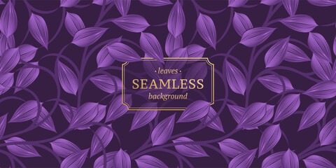 A seamless abstract pattern of purple leaves. Ideal for use as a background for textile, label, or surface design.