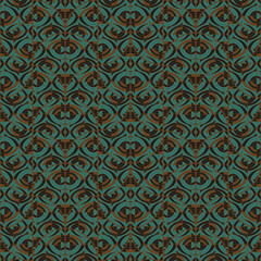 Fototapeta premium Elegant geometric seamless pattern with teal and brown tones inspired by modern retro design