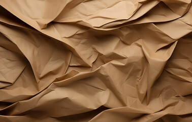 Capturing the organic folds and subtle textures of a crumpled piece of brown kraft paper, ideal for adding a touch of rustic charm to any design or project.