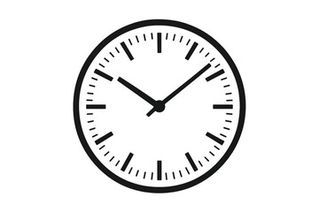Dial wall clock vector design. Simple classic clock face icon. Time concept, deadline, time management. Watch, timer, chronometer symbol. Isolated on transparent background.