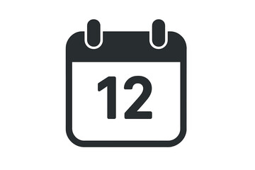 November 12 Calendar Icon Template, Date and Month Symbol Vector Illustration with Transparent Background, Minimalist Flat Design, Organized Set for Scheduling and Planning