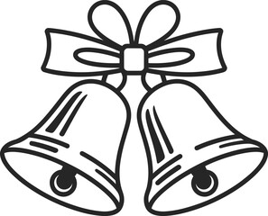 Festive christmas bells illustration simple design for holiday themes on transparent background silhouette