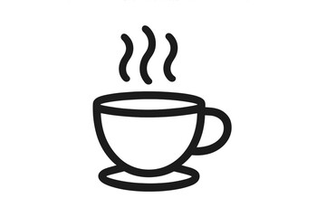 Hot coffee cup icon with steam. Simple vector line art illustration. Cafe or restaurant beverage symbol. Mug for tea, espresso, or cappuccino. Minimalist outline design element.