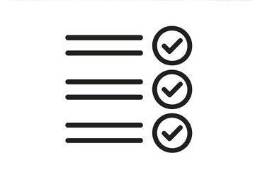 List icon with checkmark symbol, vector illustration of a checklist with tick marks, workflow task completion, productivity concept, ordered set of verified items on transparent background
