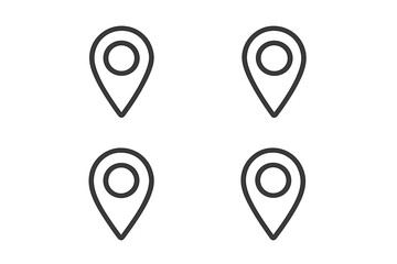Map pin icon vector set, location marker symbol, GPS navigation map pointer illustration, simple transparent background design, place locator icons collection