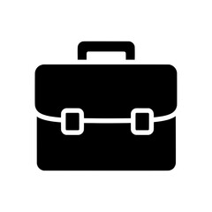 Black briefcase icon business bag office work document portfolio case luggage handle.
