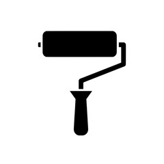 Paint roller icon black and white for painting and decorating.