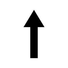 Black arrow pointing upwards on a white background simple design.