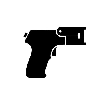 Black silhouette of a taser gun weapon for selfdefense security.