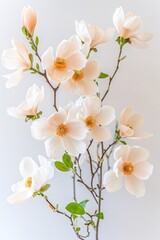 Obraz premium Blooming magnolia branches showing delicate spring flowers