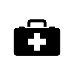 Obraz premium First aid kit icon medical emergency healthcare medicine help treatment.