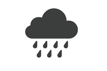 Rain cloud icon vector, rainy weather symbol illustration with transparent background, simple flat design of rain drops falling, weather forecast graphic element, nature precipitation