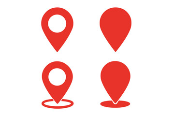 Red Map Pin Location Icons Set, GPS Navigation Markers, Vector Illustration of Modern Location Pointer Symbols with Transparent Background for Maps and Travel Design