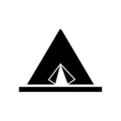 Fototapeta premium Camping tent icon black and white simple design camping and outdoor activity.