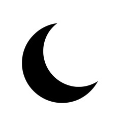 Minimalist Black Crescent Moon Icon Isolated on White Background.