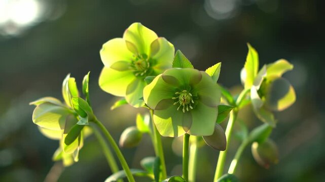 Spring's Embrace Hellebore Flowers in Golden Light