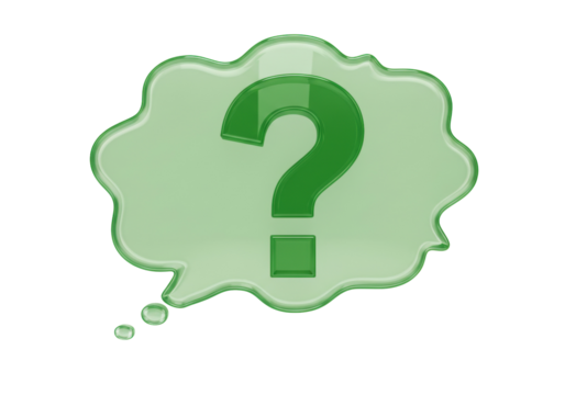 Green question mark in speech bubble isolated PNG, concept for asking questions and finding answers on transparent background - Powered by Adobe