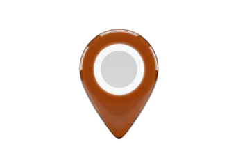 Amber location pin PNG isolated on transparent background, map pointer for navigation and travel apps