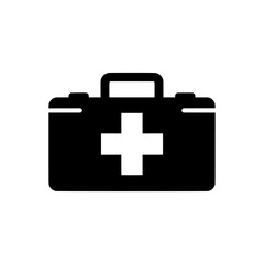 Obraz premium First aid kit icon medical box emergency equipment healthcare symbol medicine chest.