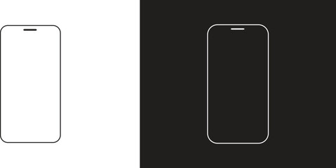 Mobile phone vector icon in black and white style