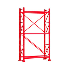 Red metal storage rack isolated on transparent background