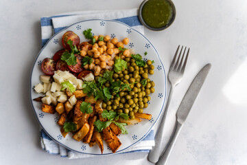 Healthy breakfast or lunch with different vegetable