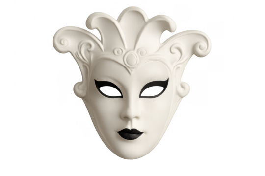 White venetian masquerade mask on transparent background