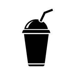 Black and white illustration of a refreshing drink with a straw.