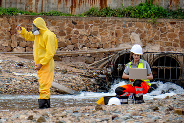 Scientists monitor the quality of natural water around industrial plants, demonstrating their responsibility to society, nature, and the environment.