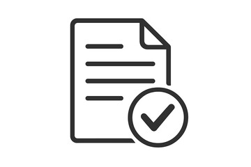 Document with check mark icon. Confirmed file symbol. Approved contract or agreement concept. Quality control, verification, and compliance vector graphic for business.