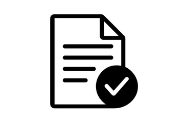 Fototapeta premium Document with check mark icon. Approved and confirmed file symbol. Vector illustration. Concept of validation, verification, agreement, and compliance. Task complete, accepted.