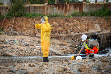 Scientists monitor the quality of natural water around industrial plants, demonstrating their responsibility to society, nature, and the environment.