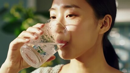 Woman Drinking Water Hydration, Refreshment, and Well-being