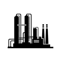 Obraz premium Industrial plant silhouette factory building chemical plant refinery manufacturing production.