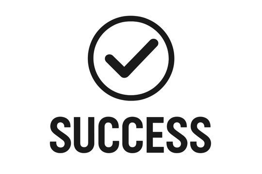 Success concept with check mark icon, achievement symbol, business approval sign, verified goal illustration, positive outcome vector graphic, transparent background