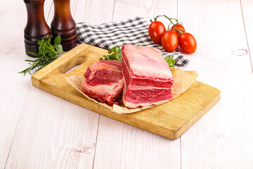 Raw beef rib for cooking
