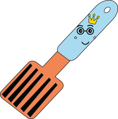 Cute Cartoon Spatula with Crown - Kawaii Kitchen Cooking Tool Mascot Icon