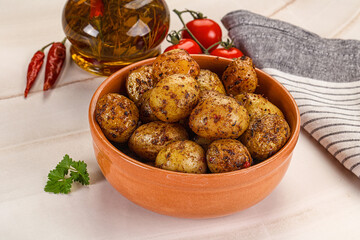 Baked mini potato with herbs