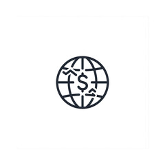 Global financial exchange dollar sign vector illustration scalable eps icon for business and trade.SVG File.