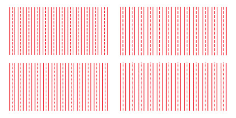 Diverse Red and White Vertical Stripes Pattern Collection  Set of Seamless Abstract Line Backgrounds with Varying Textures.